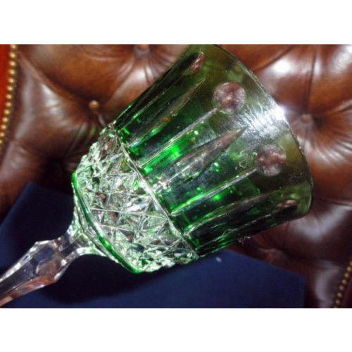 Faberge Crystal Xenia Emerald Green Wine Glass new without the original box