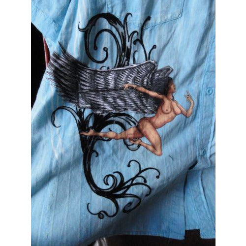 Retrofit XXX- Large  Short Sleeve Shirt Light Blue  with Embroidery Front & Back