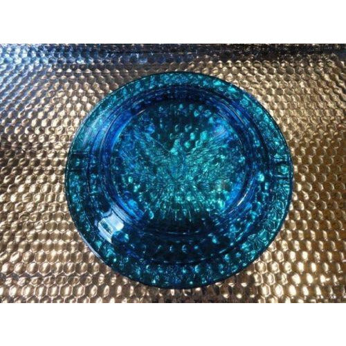 cigar ashtray in electric blue 9.25" diameter preowned good  condition