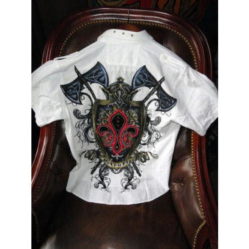 Retrofit XX-Large Short Sleeve Shirt White with Embroidery Front & Back