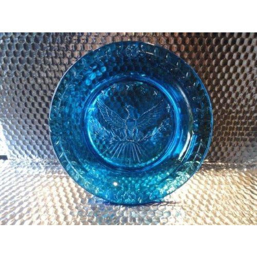 cigar ashtray in electric blue 9.25" diameter preowned good  condition