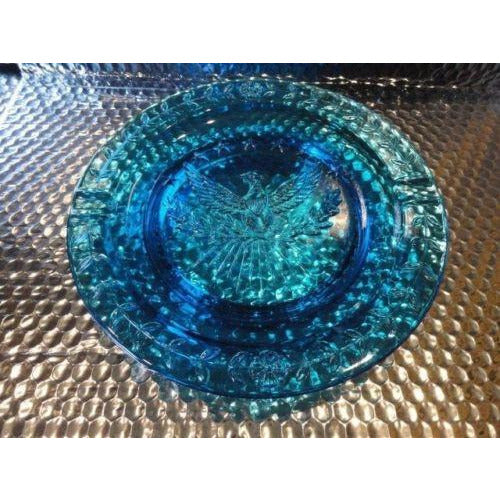 cigar ashtray in electric blue 9.25" diameter preowned good  condition