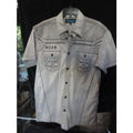 Roar mens  Gray  & Black embroidered casual designer shirt Medium