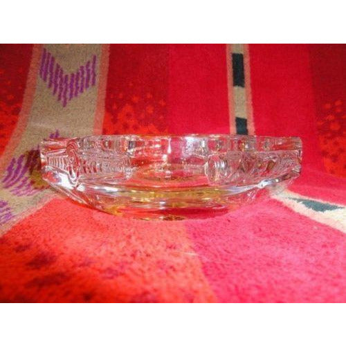 giz studios  heavy crystal cigar ashtray with leaf design