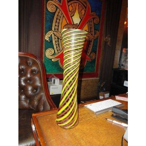 made in Murano Italy tall swirl colored vase 17 3/4" tall