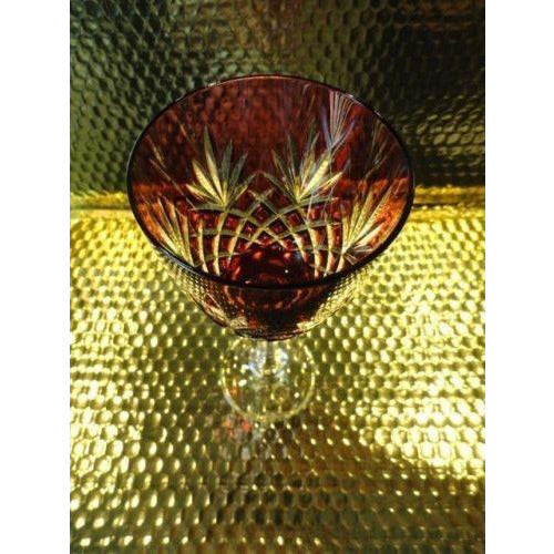 Faberge Odessa Hock Crystal Cranberry Glass