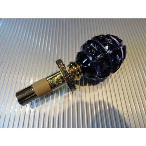 Faberge Imperial Star Cut Cobalt Blue Crystal Egg Bottle Stopper in Orginal Box
