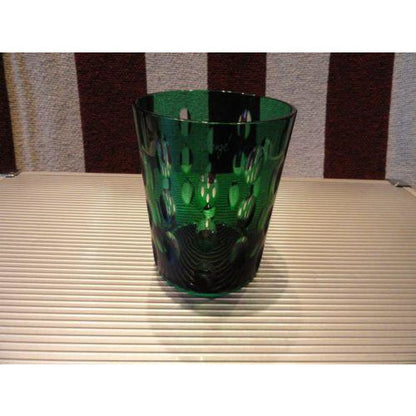 Faberge Emerald Green Blue  Crystal  Old Fashion Glass