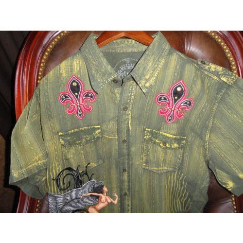 Retrofit XXX-Large  Short Sleeve Shirt Kakhi with Embroidery Front & Back