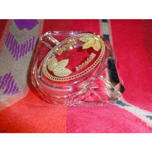 giz studios  heavy crystal cigar ashtray with leaf design