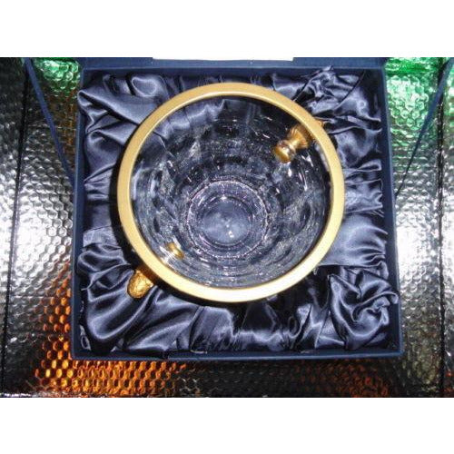 Faberge cut crystal ice bucket 6 1/8” tall, 8” wide, signed on the bottom