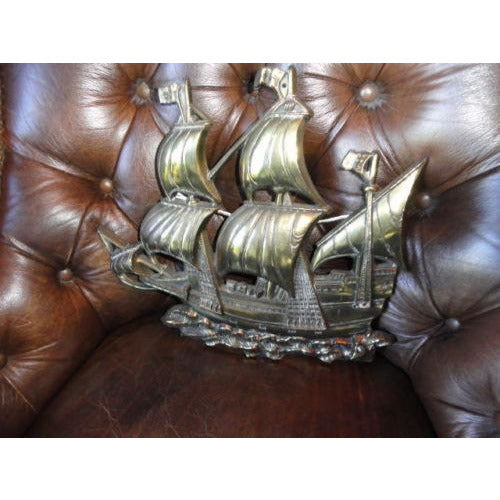 Brass Wall Plaque of Sailing Ship 15 " across by 13.25" H