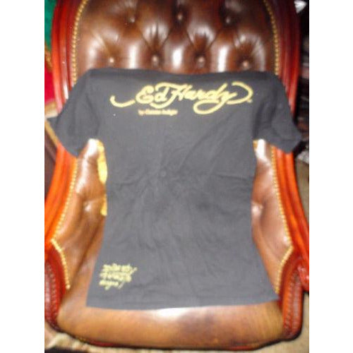 Ed Hardy Mens Designer Black T-Shirt Preowned Good Condition