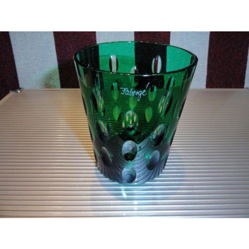 Faberge Emerald Green Blue  Crystal  Old Fashion Glass