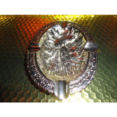 Bird style brass chromed plated ashtray 7" L x 5.5" W