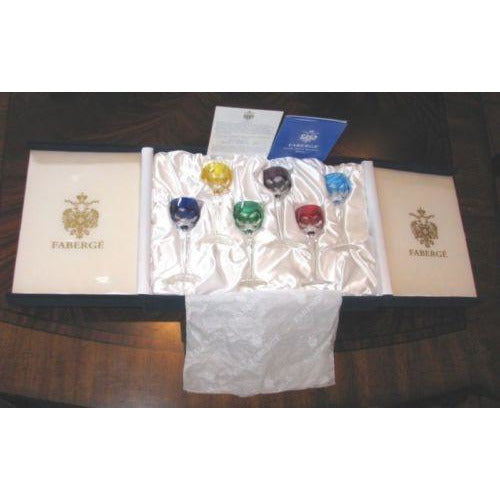 FABERGE Set of 6 Colored Lausanne Liqueur Glasses