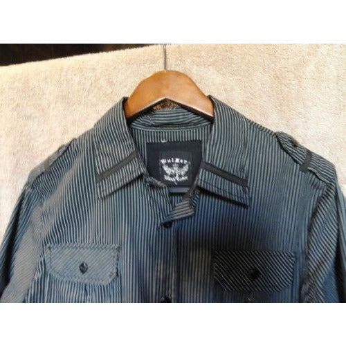 Bulseye Black Label mens casual designer  shirt with striped with crystals Large