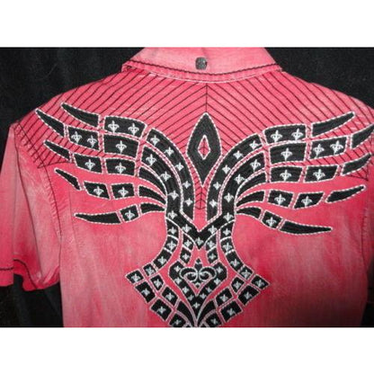 Roar mens  red  & black embroidered casual designer shirt Medium