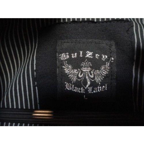 Bulseye Black Label mens casual designer  shirt with striped with crystals Large