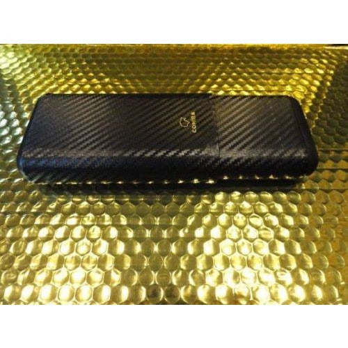 Black Carbon Fiber Case holds 3 Large cigars inside wood tubes