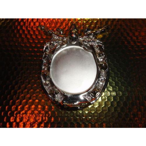 Horse shoe and derby cap style chrome plated brass ashtray