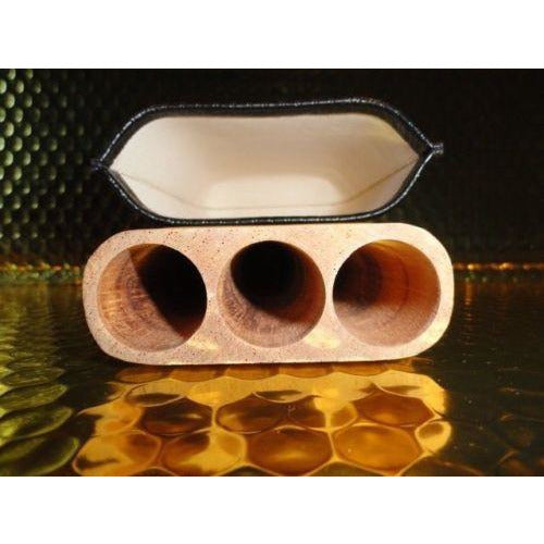 Black & Gold Leather & wood  Case holds 3 Large cigars NIB