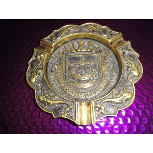 Nautical   Brass Plated Cigar Ashtray 7" diameter