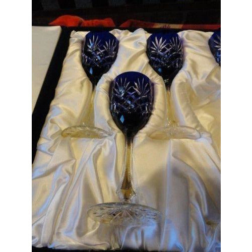 Faberge Odessa Cobalt Blue  Wine Glases  set of 3  without  the original box