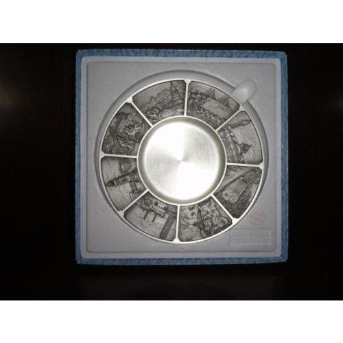 Royal Selangor Penang Pewter Plate 8" Diameter new in box with wooden stand