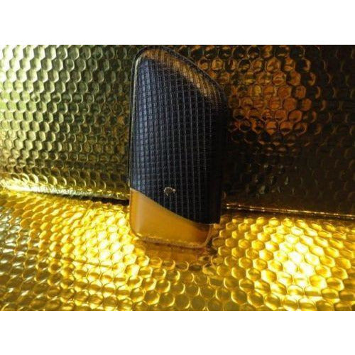 Black & Gold Leather  Case holds 3 Robusto size