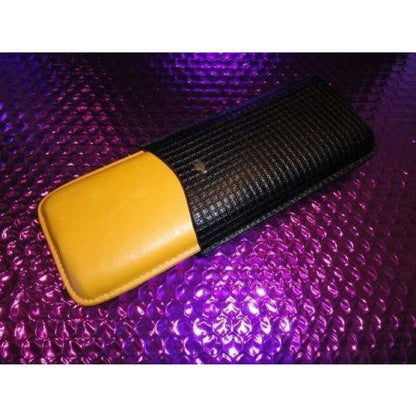 Cohiba Black & Gold Leather Cigar Case and Yellow Cohiba Lighter