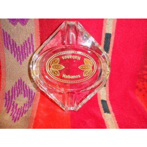 giz studios  heavy crystal cigar ashtray with leaf design