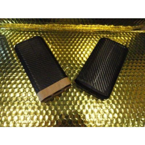 Black Carbon Fiber Cigar Case – Holds 3 Large Cigars in Cedar Tubes