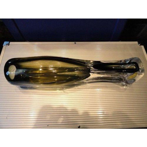 Adam Jablonski Art Glass Amber & Clear Vase 13" tall