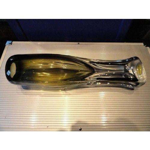 Adam Jablonski Art Glass Amber & Clear Vase 13" tall