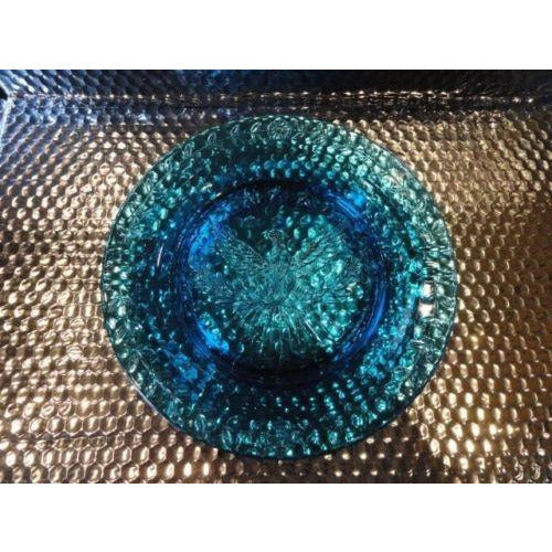 cigar ashtray in electric blue 9.25" diameter preowned good  condition