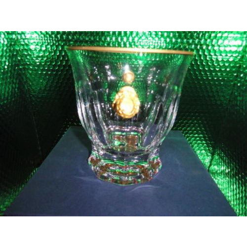 Faberge cut crystal ice bucket 6 1/8” tall, 8” wide, signed on the bottom