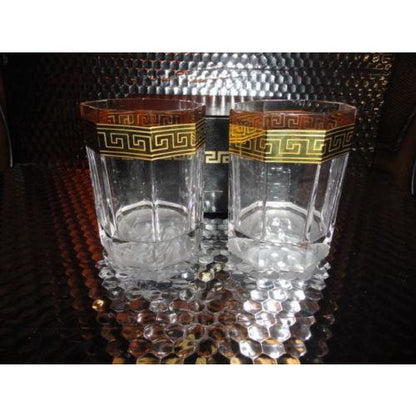Versace Rosenthal Crystal Pair Glasses Whisky Glases  Medusa D'or