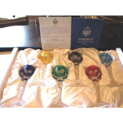 FABERGE Set of 6 Colored Lausanne Liqueur Glasses