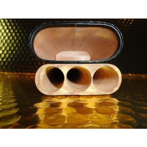 Black Carbon Fiber Case holds 3 Large cigars inside wood tubes