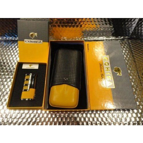 Black & Gold Leather  Case with  Pocket Lighter new in boxes