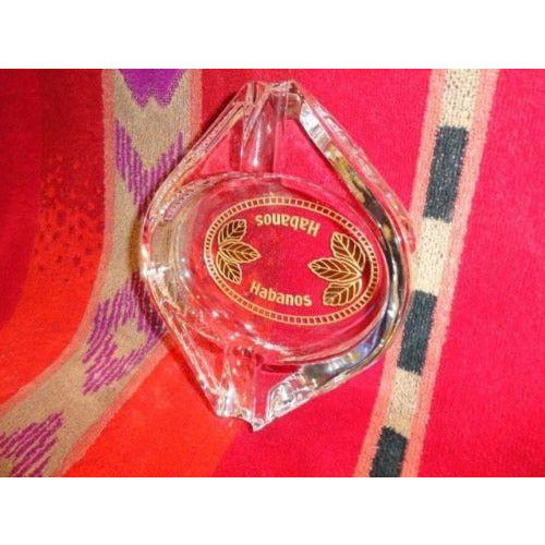 giz studios  heavy crystal cigar ashtray with leaf design