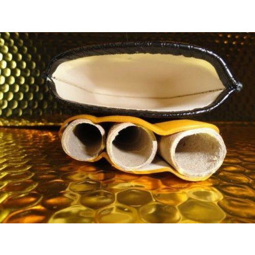 Black & Gold Leather  Case holds 3 Robusto size