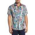 Robert Graham Terraferma Psychedelic Collage Short Sleeve Shirt — Medium