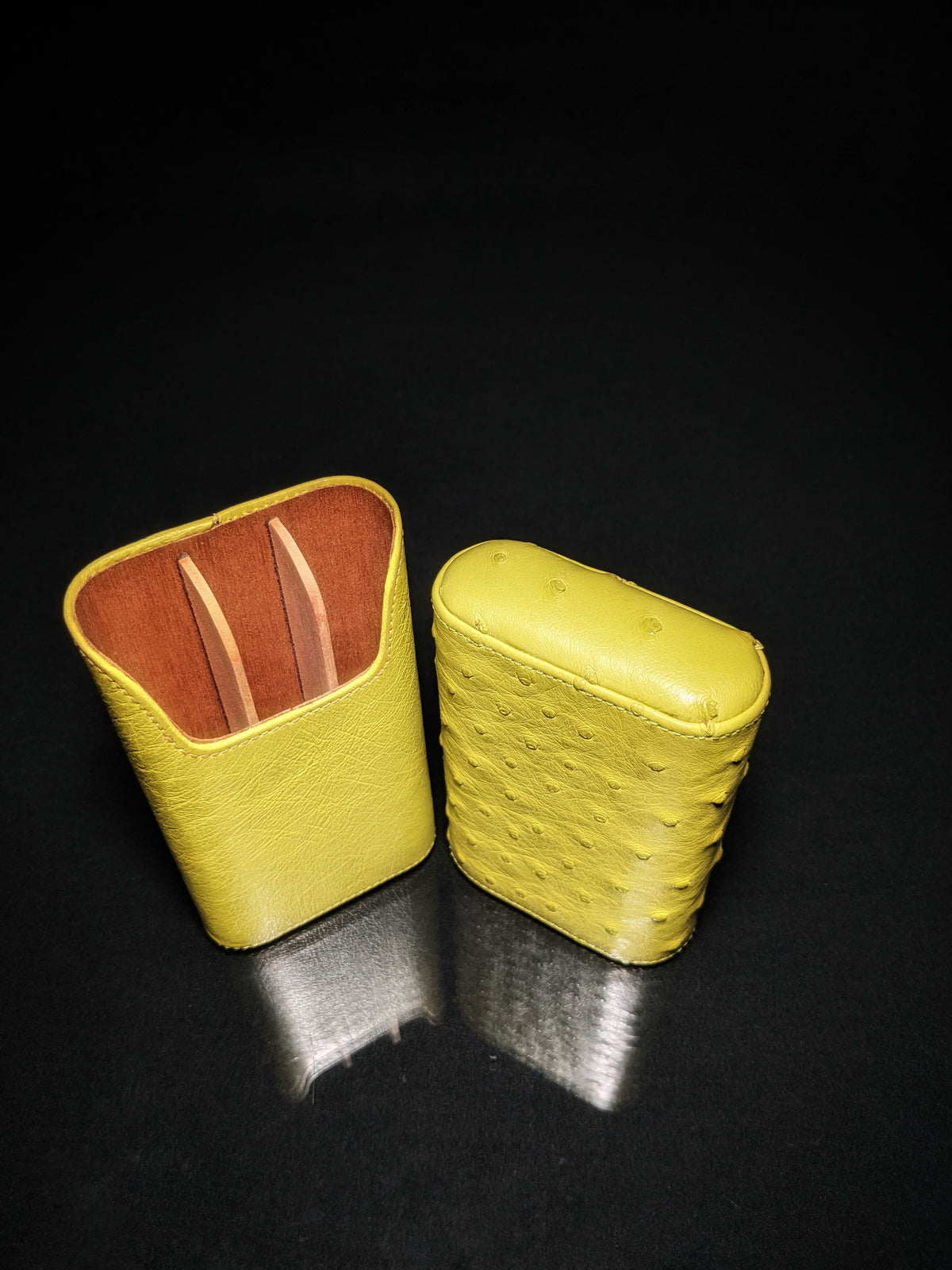 Brizard and Co Ostrich Matcha 3 Cigar Case