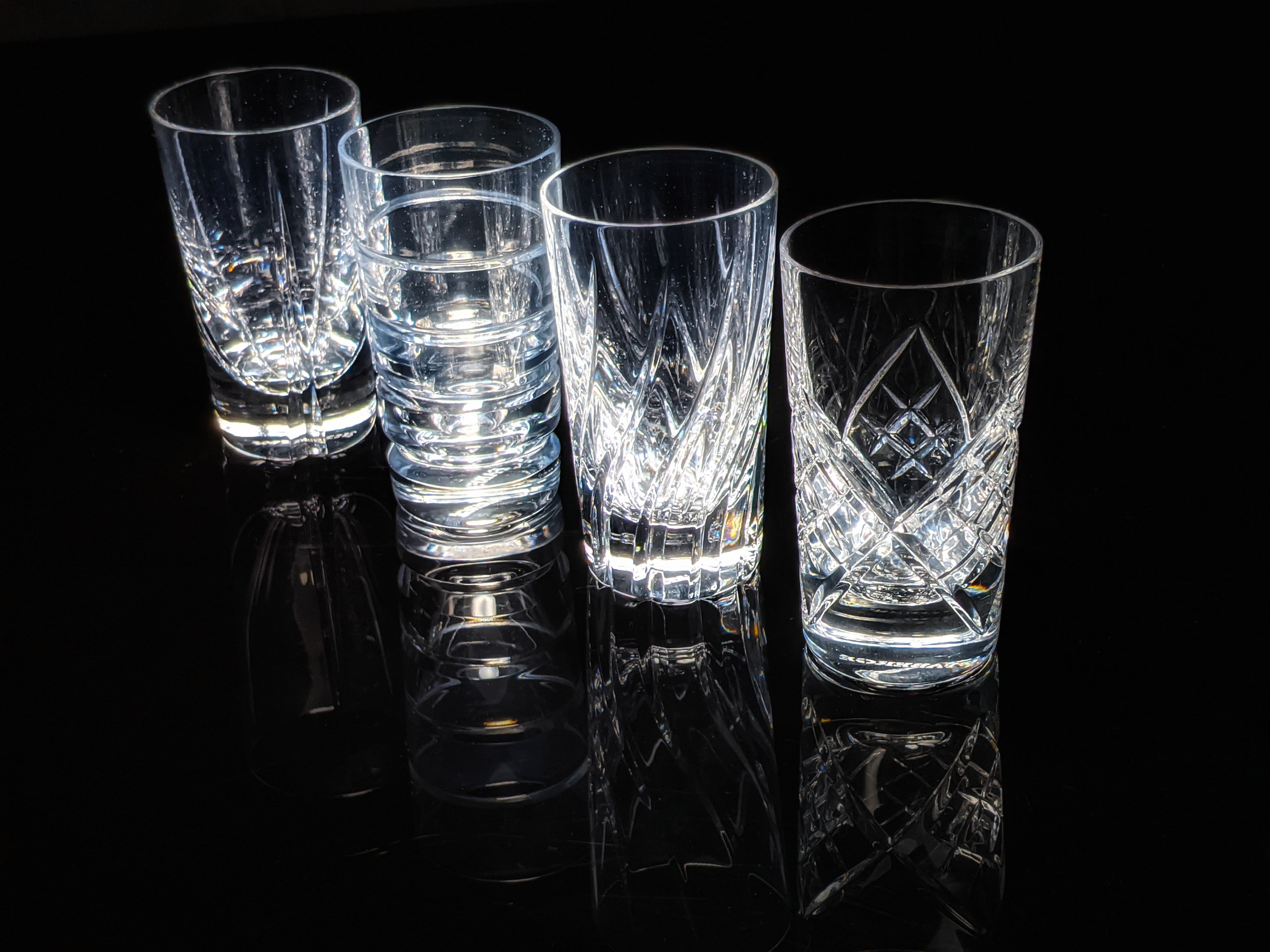 Faberge Clear Crystal Shot Glasses  Set of 4 NIB