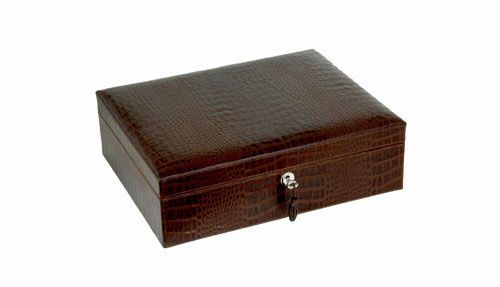Brizard & Co. The "Airflow" Cigar Humidor - Croco Pattern Tobacco (60/70 Count)