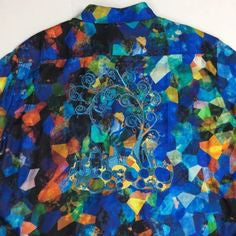Robert Graham Caribbean Gemstone Print Embroidered Shirt — Medium