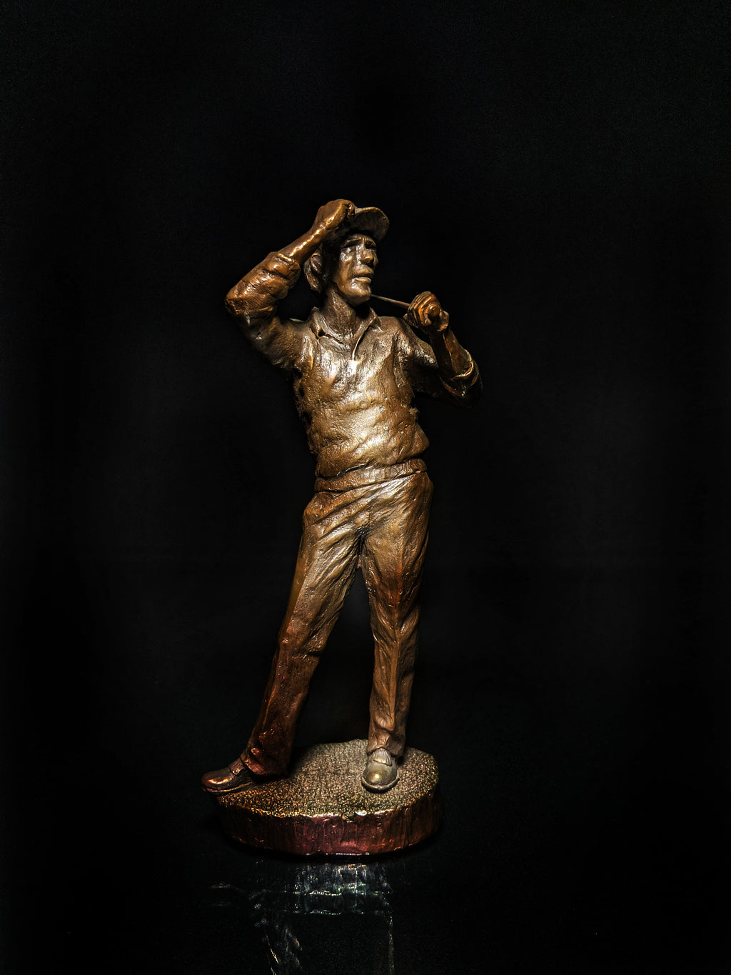 Mark Hopkins Bronze Golf Series Sculpture called " Down the Middle  " Made in USA