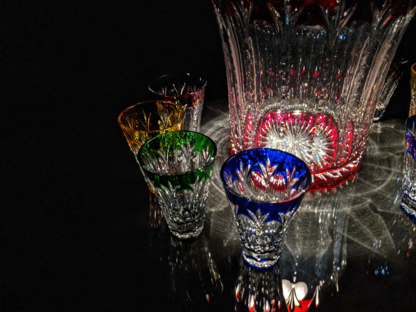 Faberge Crystal Ice Bucket with shot glasses